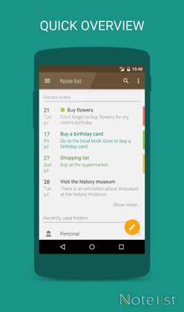 Note list - notepad app for Android - Quick overview